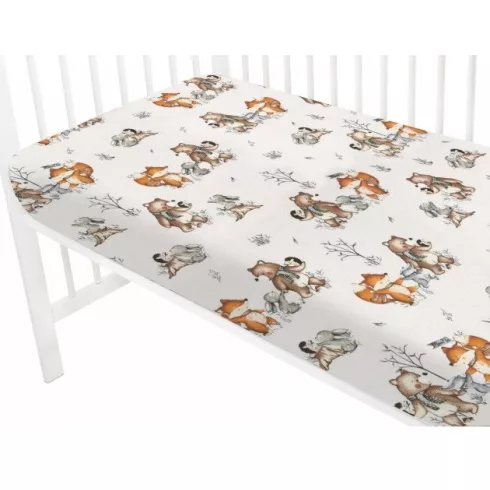 Baby Shop pamut,gumis lepedő 80*160 cm  - Róka és barátai 