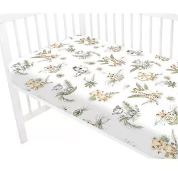 Baby Shop pamut,gumis lepedő 80*160 cm  - Zöld szafari