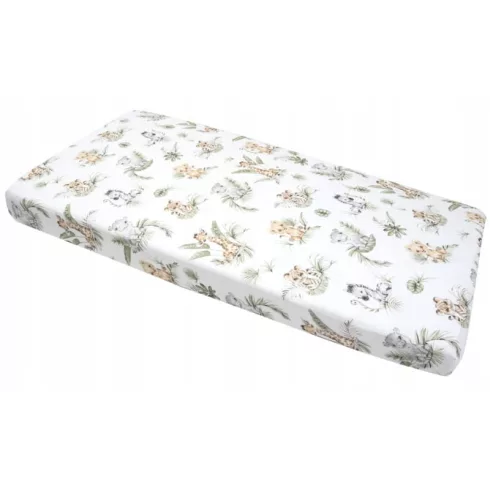 Baby Shop pamut,gumis lepedő 80*160 cm  - Zöld szafari