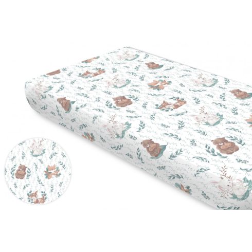 Baby Shop pamut,gumis lepedő 80*160 cm  - Lulu Natural menta
