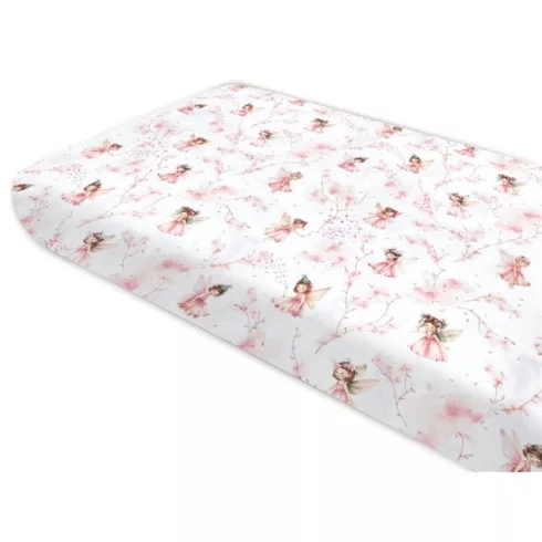 Baby Shop pamut,gumis lepedő 80*160 cm  - Varázsló tündér rózsaszín 