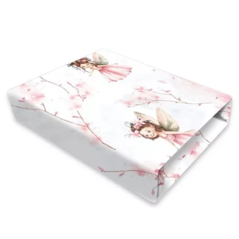 Baby Shop pamut,gumis lepedő 80*160 cm  - Varázsló tündér rózsaszín 