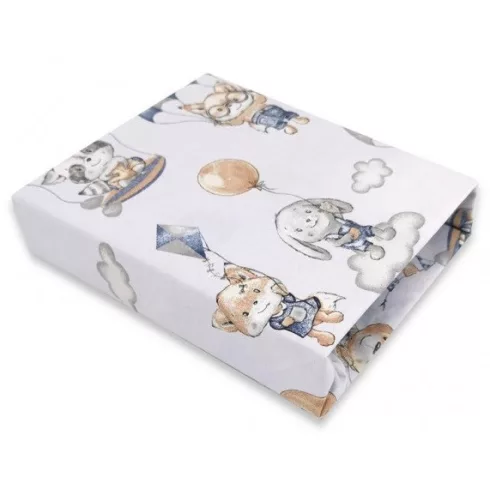 Baby Shop pamut,gumis lepedő 80*160 cm  - kék lufis állatok 