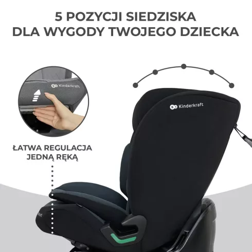 KINDERKRAFT ONETO3 i-Size Isofix Autósülés 76-150 cm - Graphite Black