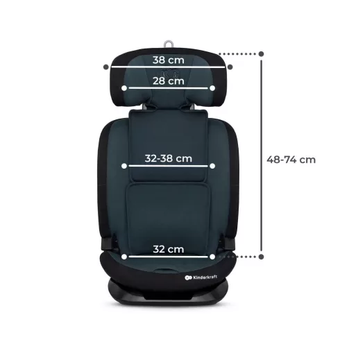 KINDERKRAFT ONETO3 i-Size Isofix Autósülés 76-150 cm - Graphite Black