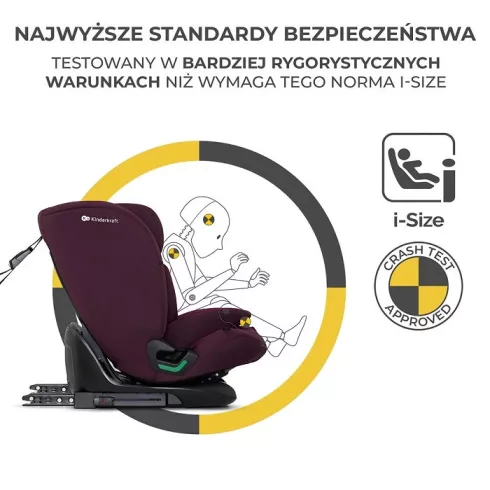 KINDERKRAFT ONETO3 i-Size Isofix Autósülés 76-150 cm - Cherry Pearl