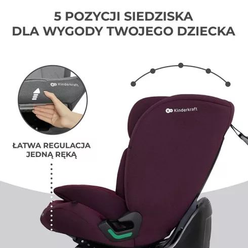 KINDERKRAFT ONETO3 i-Size Isofix Autósülés 76-150 cm - Cherry Pearl