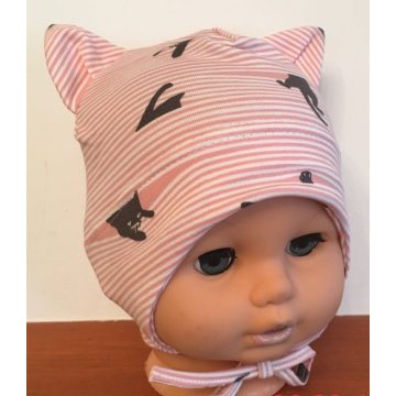 Minimanó Pamut sapka (38) rózsaszín csíkos