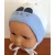 Minimanó téli kötött sapka pamuttal bélelve (36-38) fehér/kék