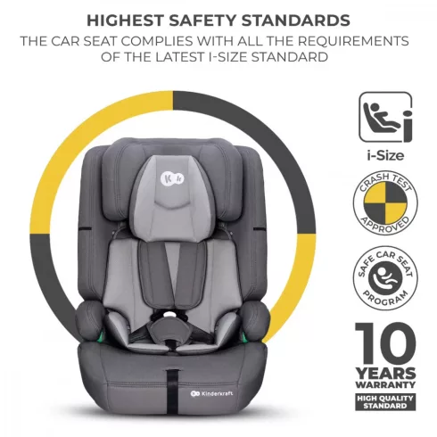 Kinderkraft Safety Fix 2 I-Size biztonsági autósülés  76-150cm - grey