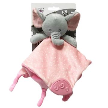   Tulilo puha plüss csörgő,rágóka,alvókendő - elefánt rózsaszín 