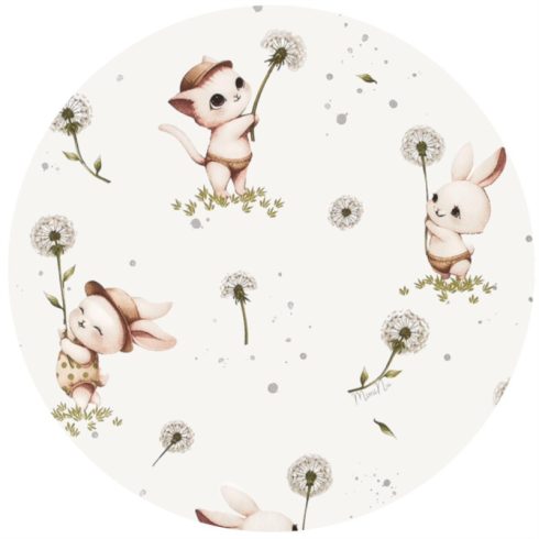 Baby Shop 70*140 cm pamut,gumis lepedő - Nyuszi és cica 