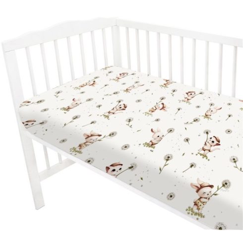 Baby Shop 70*140 cm pamut,gumis lepedő - Nyuszi és cica 