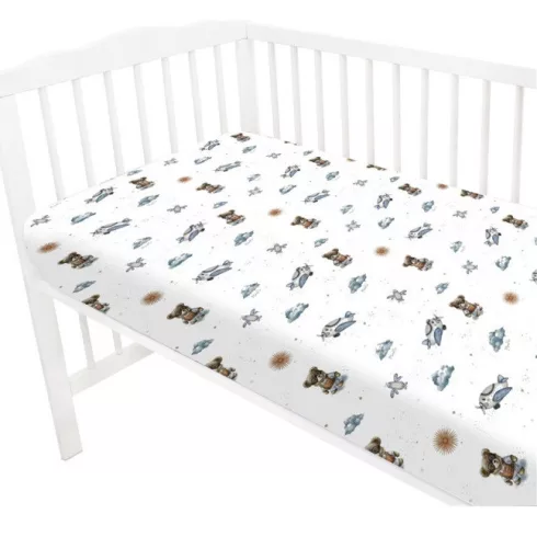 Baby Shop 70*140 cm pamut,gumis lepedő - kék maci