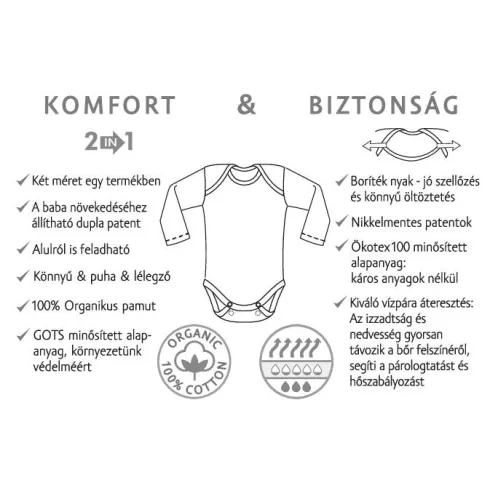 Kenguru Gold Borítéknyakú hosszújju pamut kombidressz (56-62) szürke mintával