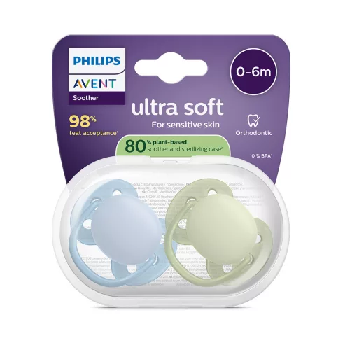 Philips AVENT SCF091/37 Játszócumi Ultrasoft Premium 0-6hó fiús 2 db