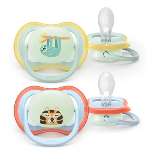 Philips AVENT SCF376/24  Ultra air Nighttime játszócumi 0-6 hó - lajhár/tigris , 2db