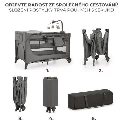 Kinderkraft JOY 2 multifunkciós utazóágy - Dark grey 