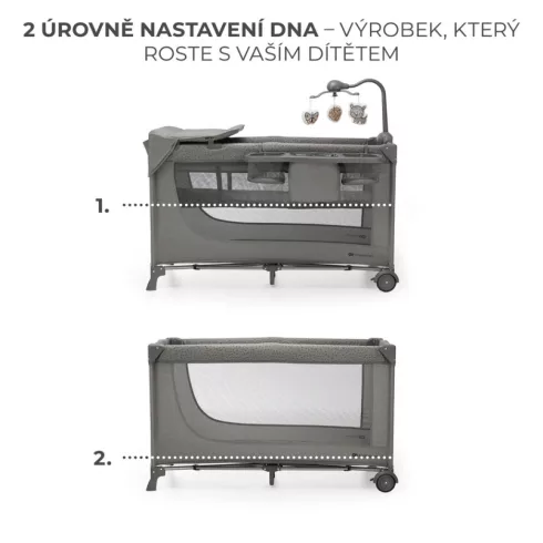 Kinderkraft JOY 2 multifunkciós utazóágy - Dark grey 