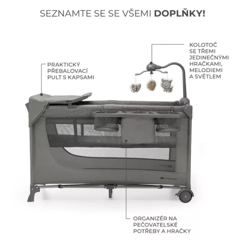 Kinderkraft JOY 2 multifunkciós utazóágy - Dark grey 