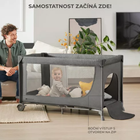 Kinderkraft JOY 2 multifunkciós utazóágy - Dark grey 