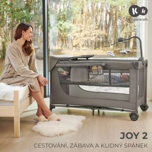 Kinderkraft JOY 2 multifunkciós utazóágy - Dark grey 