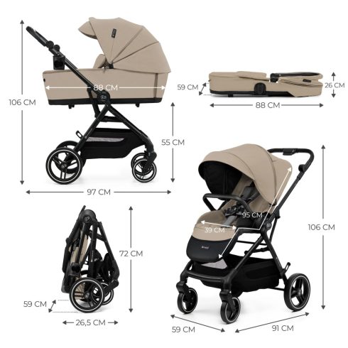 Kinderkraft YOXI  3in1 multifunkciós babakocsi - Sand Beige
