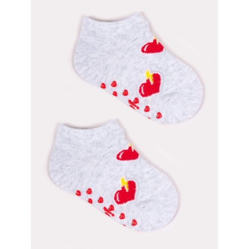 Pamut boka ABS zokni (23-26) - piros szívecske 