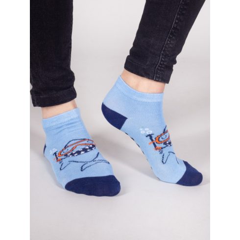 Pamut boka ABS zokni (23-26) - kék cápa