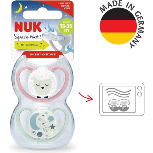 NUK Space Night szilikon cumi 18-36 hó 2db lány