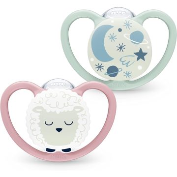   NUK  Space Night szilikon cumi 2db 6-18 hó - bárány /égitestek