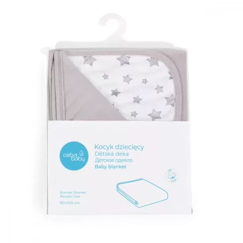 Ceba Baby pamut babapléd 90X100 cm - Light grey + Grey Stars