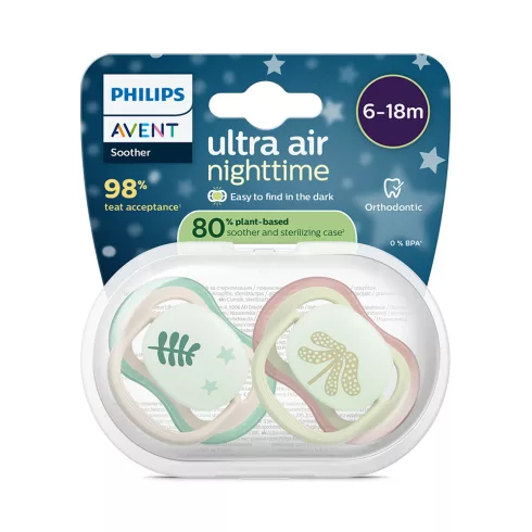 Philips AVENT SCF376/31 Játszócumi Ultra air éjszakai 6-18hó neutral 2db