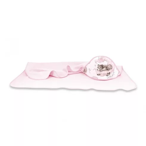 Baby Shop kapucnis fürdőlepedő 100*100 cm - Felhőn alvó állatok rózsaszín 