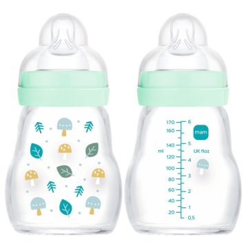   Mam  Feel Good 170ml Premium üvegből készült cumisüveg Lassú átfolyás 0+hó - pasztell kék