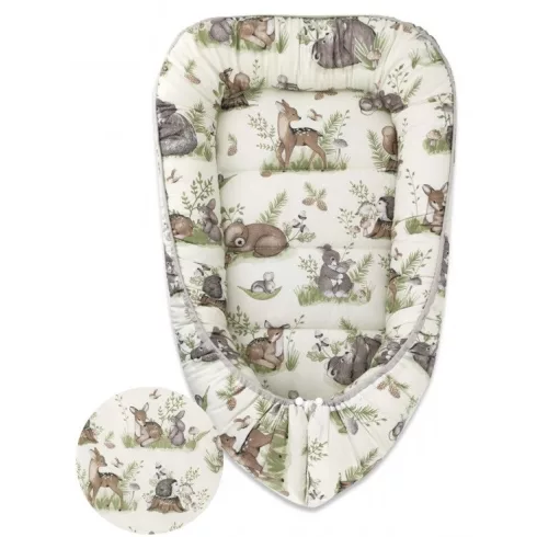 Baby Shop babafészek 70x93 cm - Erdei barátok zöld