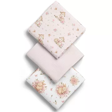 Bocioland Extra puha textil pelenka  3 db  - rózsaszín
