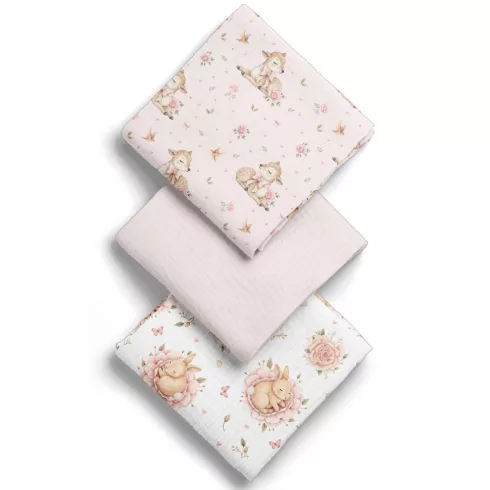 Bocioland Extra puha textil pelenka  3 db  - rózsaszín