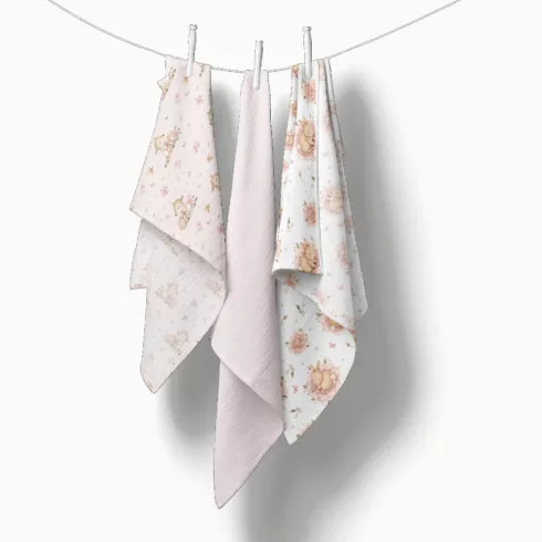 Bocioland Extra puha textil pelenka  3 db  - rózsaszín