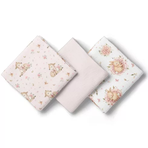 Bocioland Extra puha textil pelenka  3 db  - rózsaszín