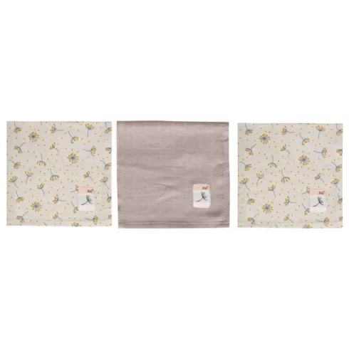 Bébé-Jou 3 db muszlin arctörlő kendő - Wish Grey