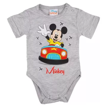 Rövid ujjú baba body Mickey egér mintával (56) - szürke