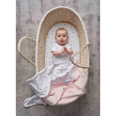 Ceba Baby pamut babapléd 90X100 cm - Candy pink + Bird World