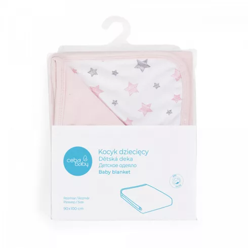 Ceba Baby pamut babapléd 90X100 cm - Candy pink + Pink Stars