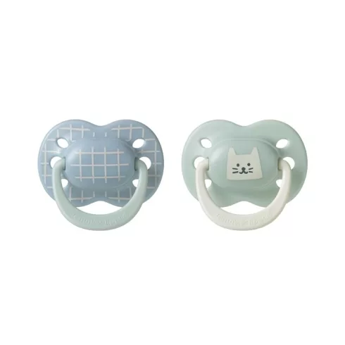 Tommee Tippee Ultimate Fit játszócumi 0-6 hó 2 db - kék/menta cica