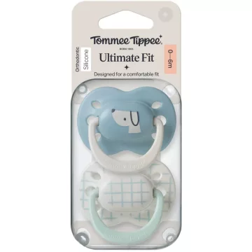   Tommee Tippee Ultimate Fit játszócumi 0-6 hó 2 db - beige/kék kutya