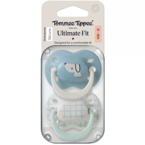 Tommee Tippee Ultimate Fit játszócumi 0-6 hó 2 db - beige/kék kutya