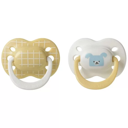 Tommee Tippee Ultimate Fit játszócumi 0-6 hó 2 db - mustársárga/beige kutyus