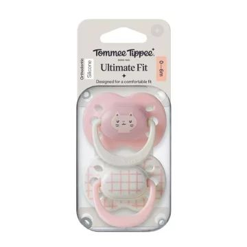   Tommee Tippee Ultimate Fit játszócumi 0-6 hó 2 db - beige/pink cica