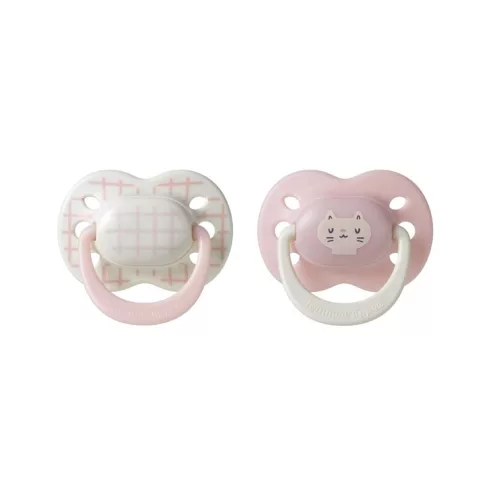 Tommee Tippee Ultimate Fit játszócumi 0-6 hó 2 db - beige/pink cica